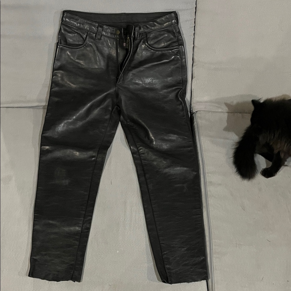Vanson black leather pants 16